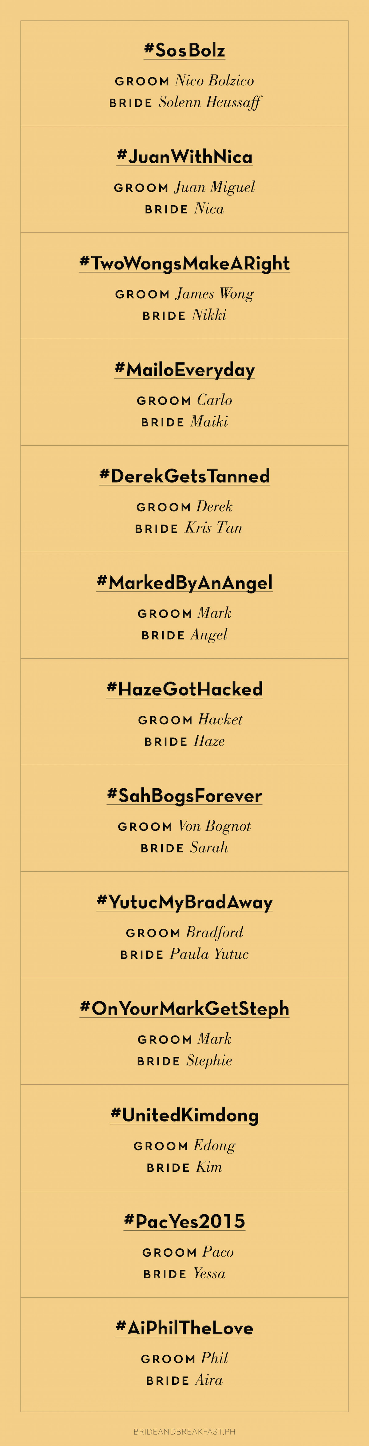 13 Punny Wedding Hashtags | Philippines Wedding Blog