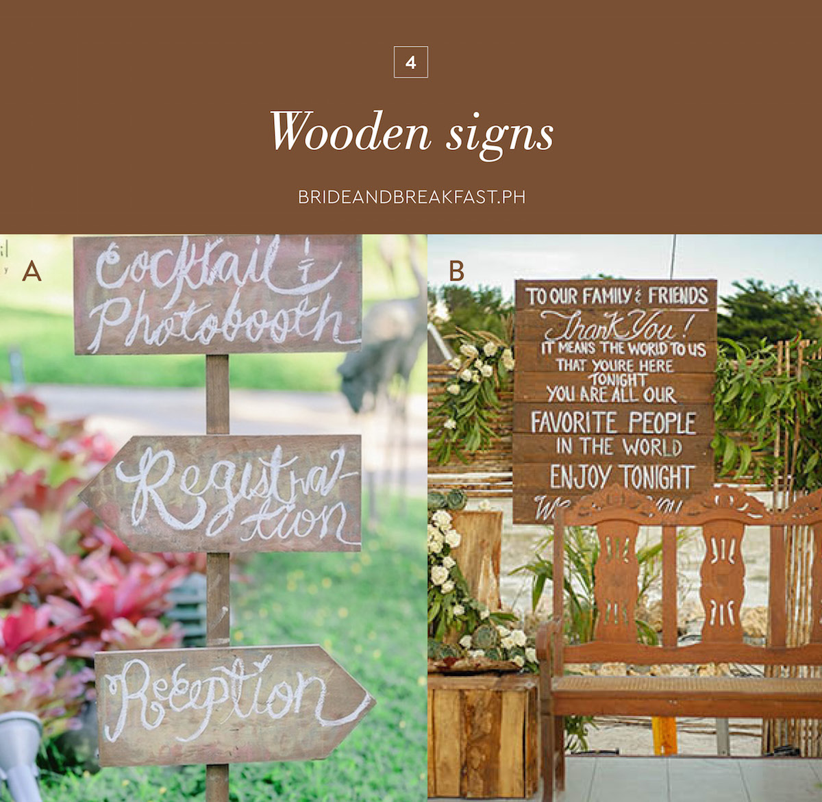 4 Wooden signs