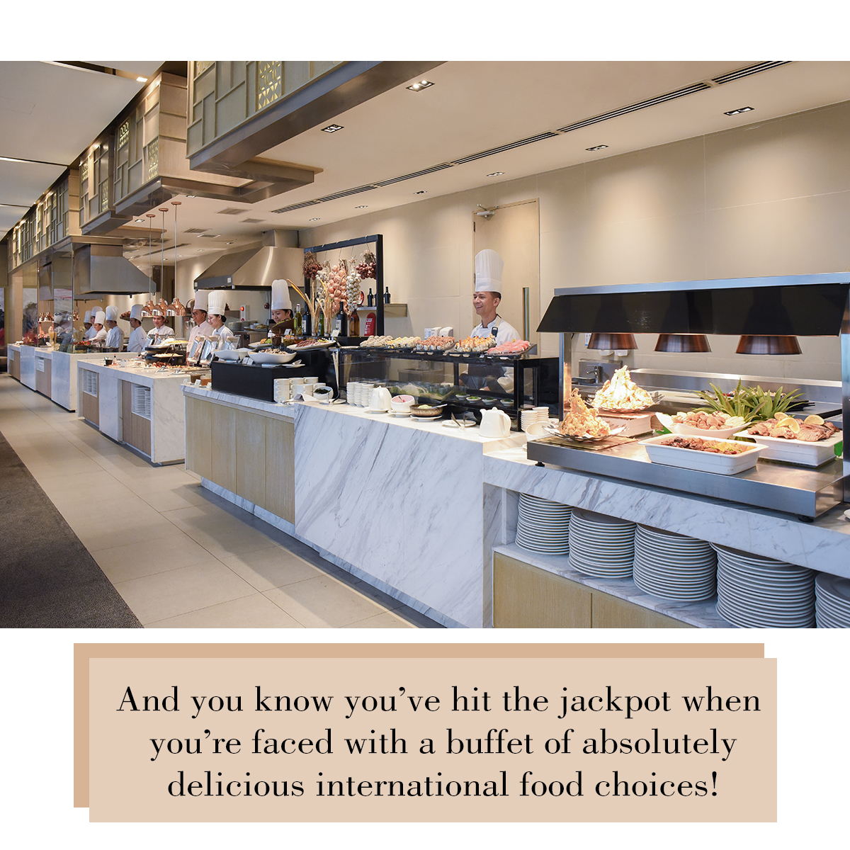 And you know you've hit jackpot when you're faced with a buffet of absolutely delicious international food choices!