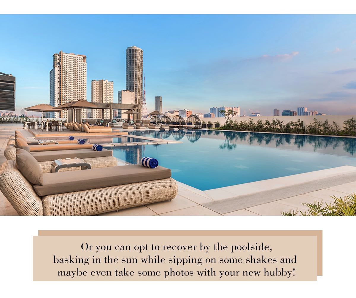 Or you can opt to recover by the poolside, basking in the sun while sipping some shakes and maybe even take some photos with your new hubby!