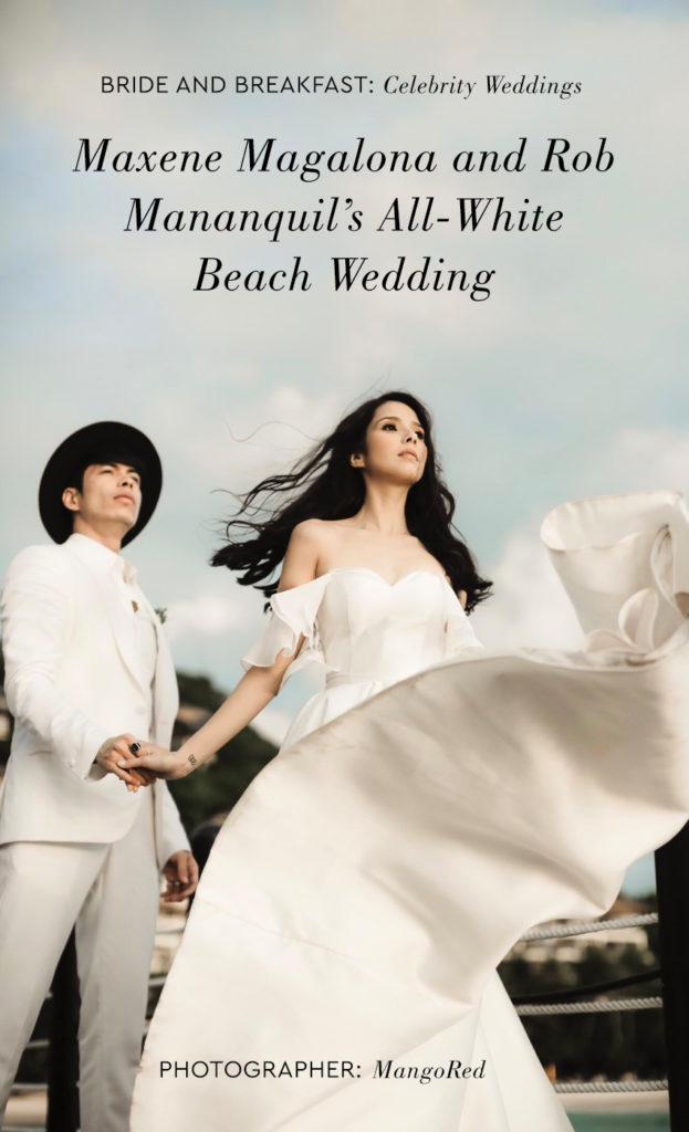 Bride and Breakfast: Celebrity Weddings Maxene Magalona and Rob Mananquil's All-White Beach Wedding Photographer: MangoRed