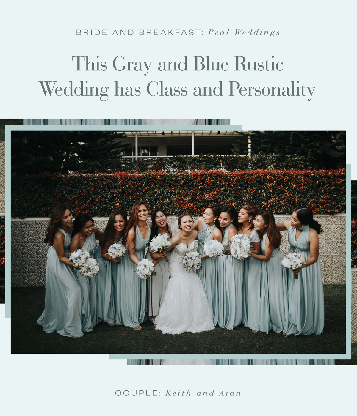 This gray and blue rustic wedding has class and personality