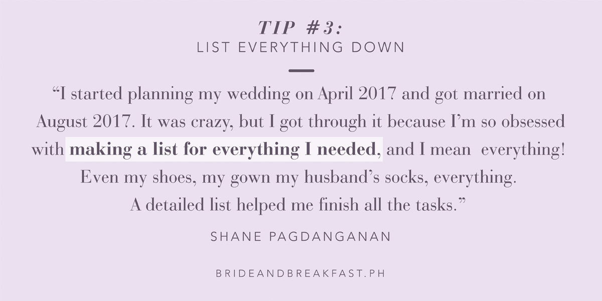 Tip # 3: List Everything Down