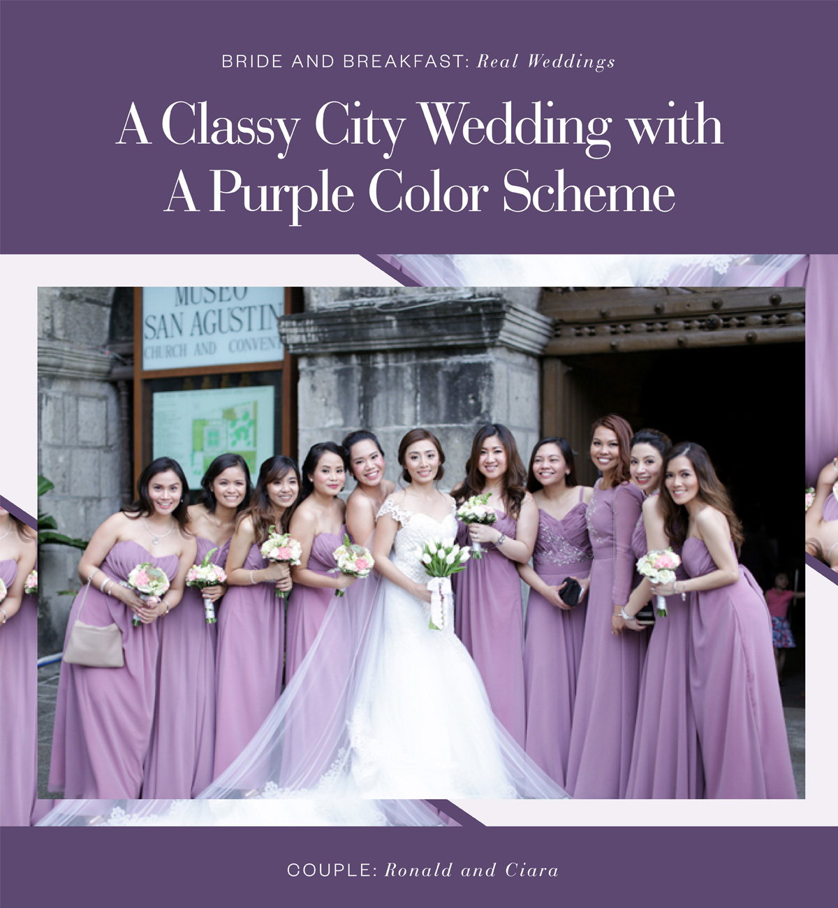 A classy city wedding with a purple color scheme