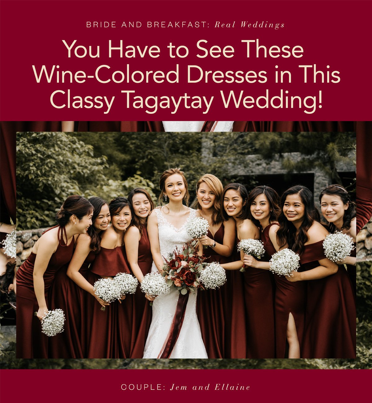 You Have to See These Wine-Colored Dresses in This Classy Tagaytay Wedding!