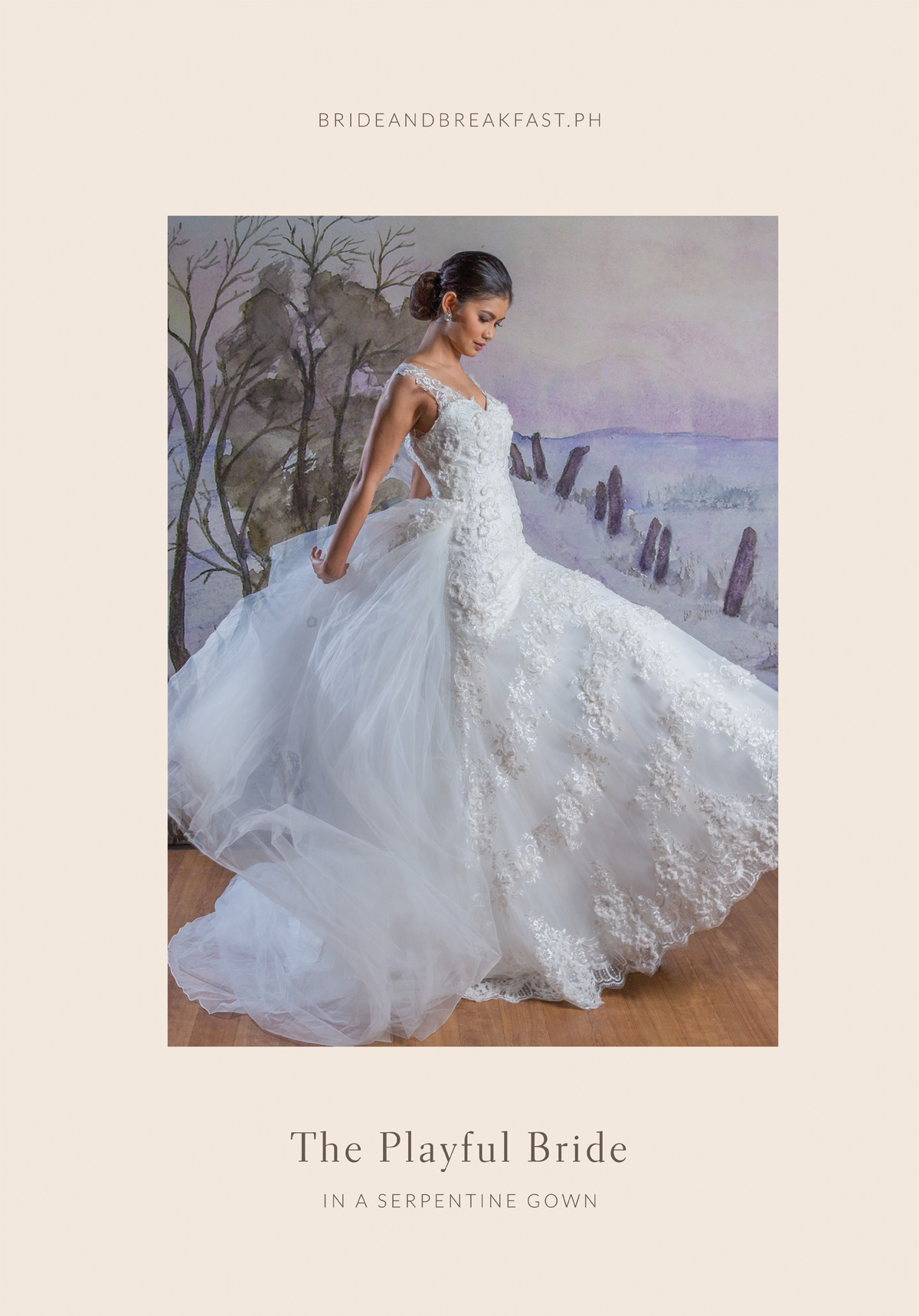 The Playful Bride in a Serpentine Gown 