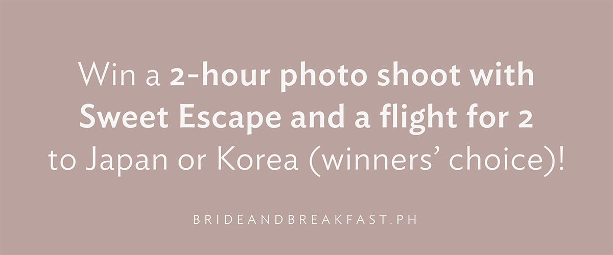 Win a 2-hour photo shoot with Sweet Escape and a flight for 2 to Japan or Korea (winners' choice)!