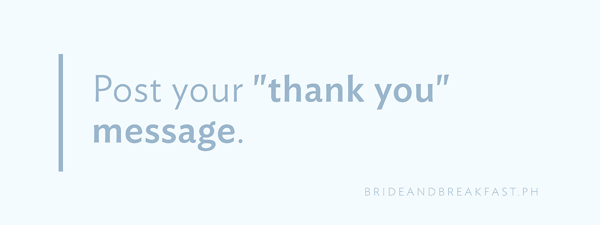 Post your "thank you" message.