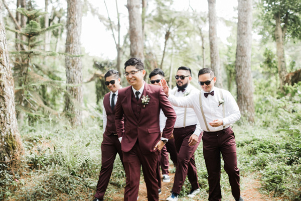 A brutal male hipster groom in a wedding