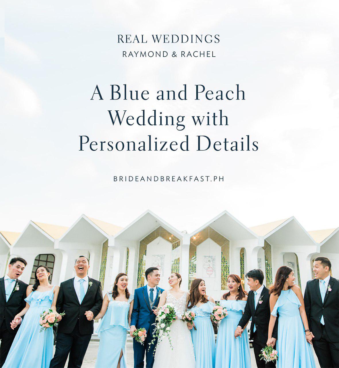 A Blue and Peach Wedding with Personalized Details