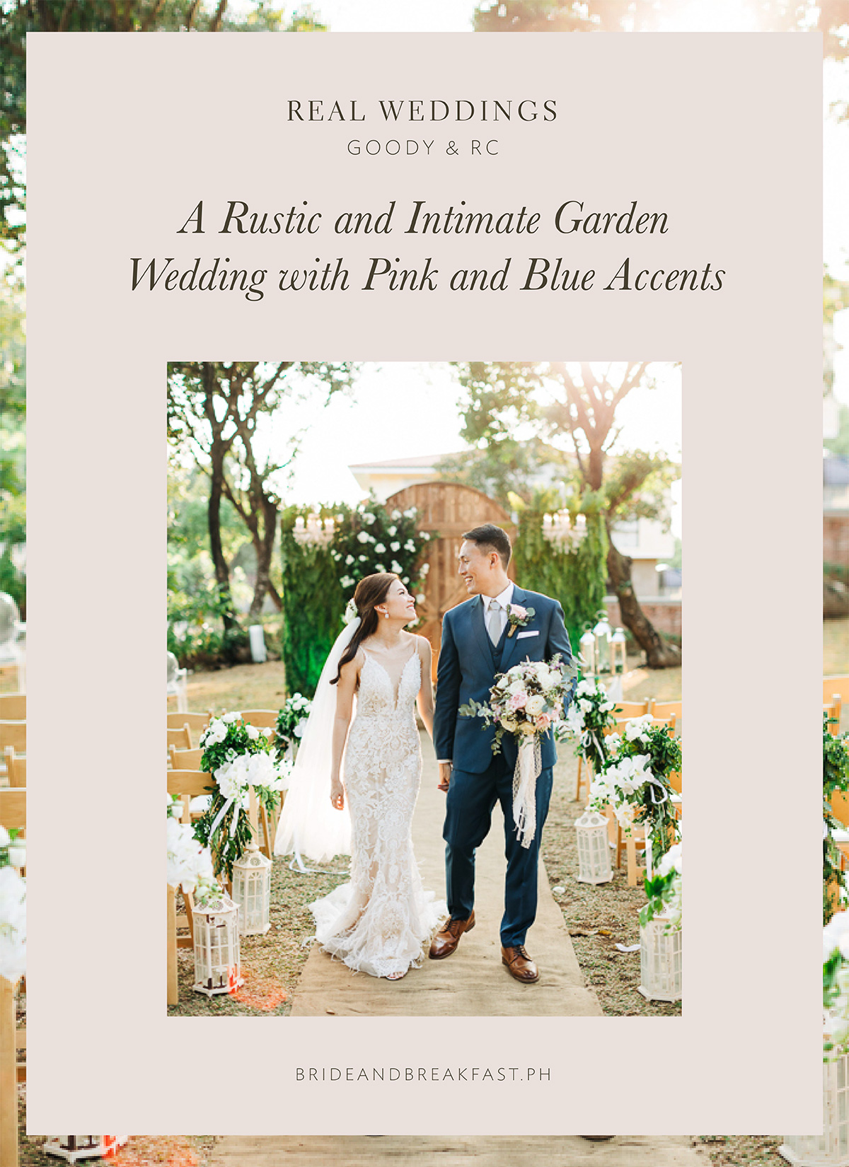 A Rustic and Intimate Garden Wedding with Pink and Blue Accents