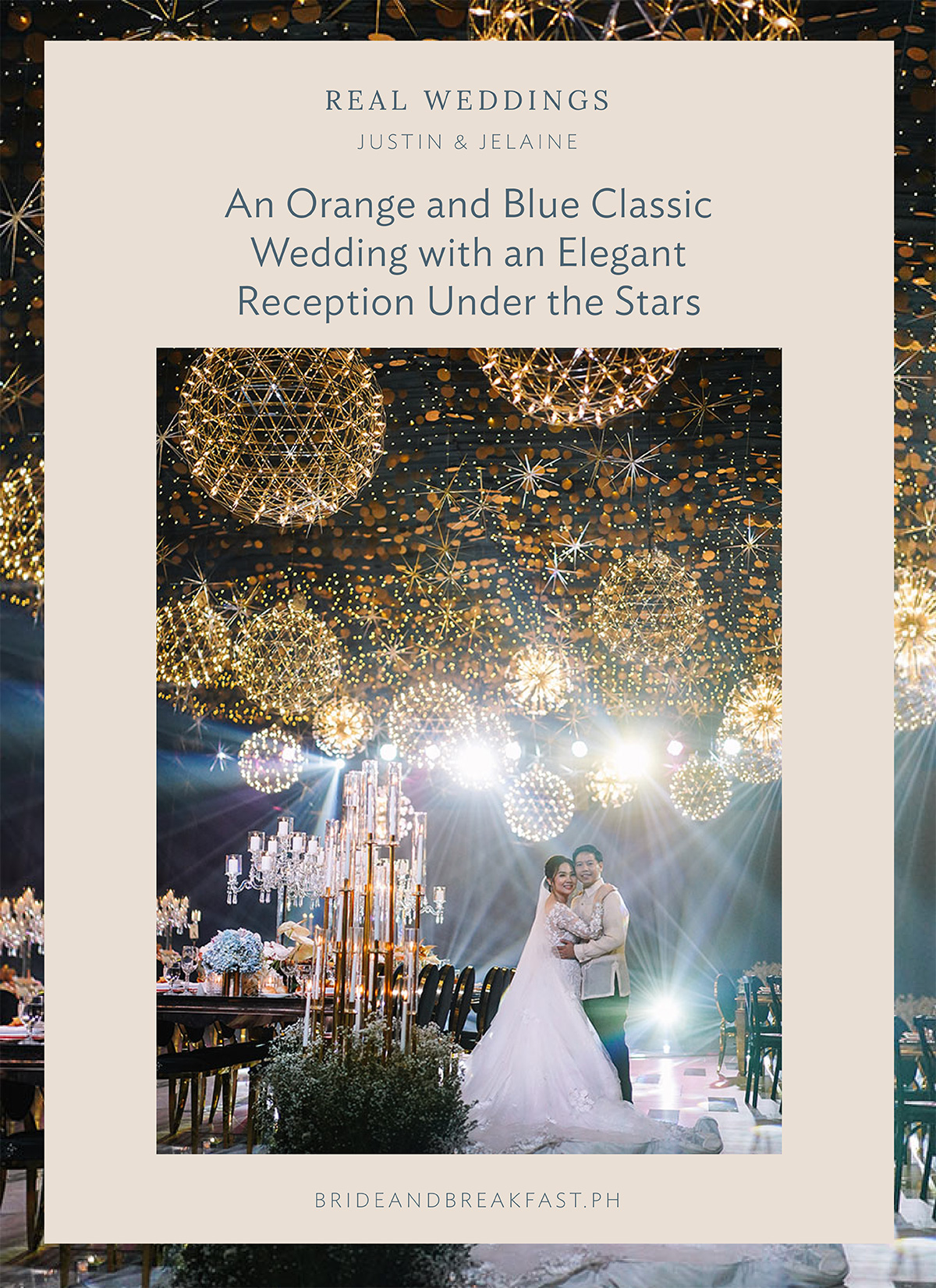 An Orange and Blue Classic Wedding with an Elegant Reception Under the Stars
