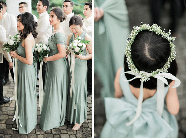 green bridal dress