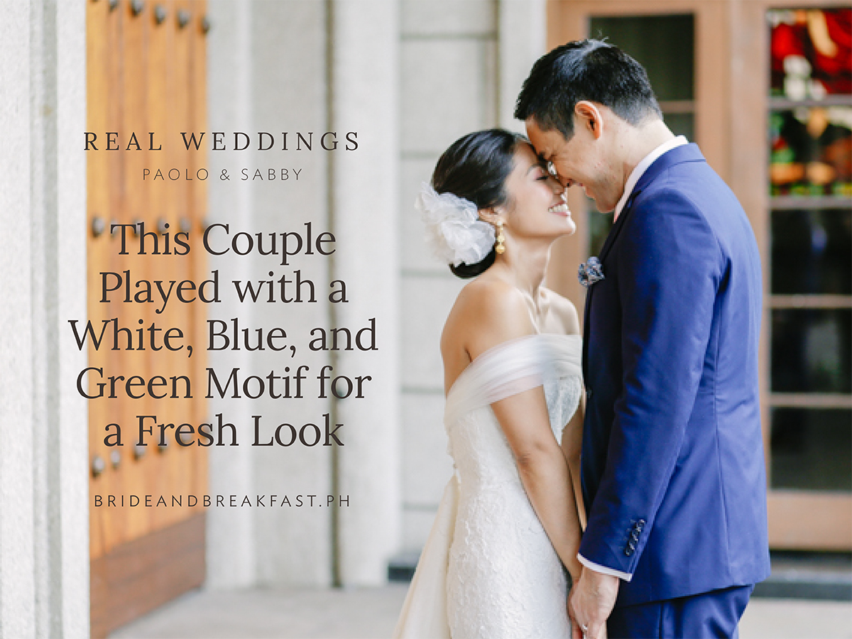 This Couple Played with a White, Blue, and Green Motif for a Fresh Look