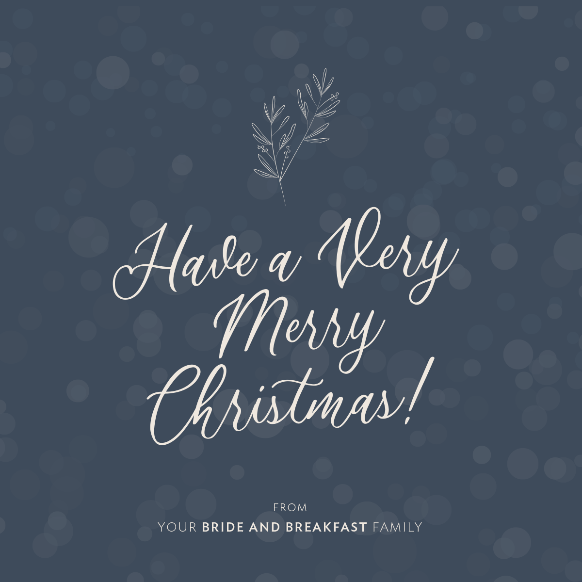 Have a very Merry Christmas! From your Bride and Breakfast Family!
