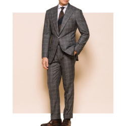 Gray Suit in Glen Checks Pattern