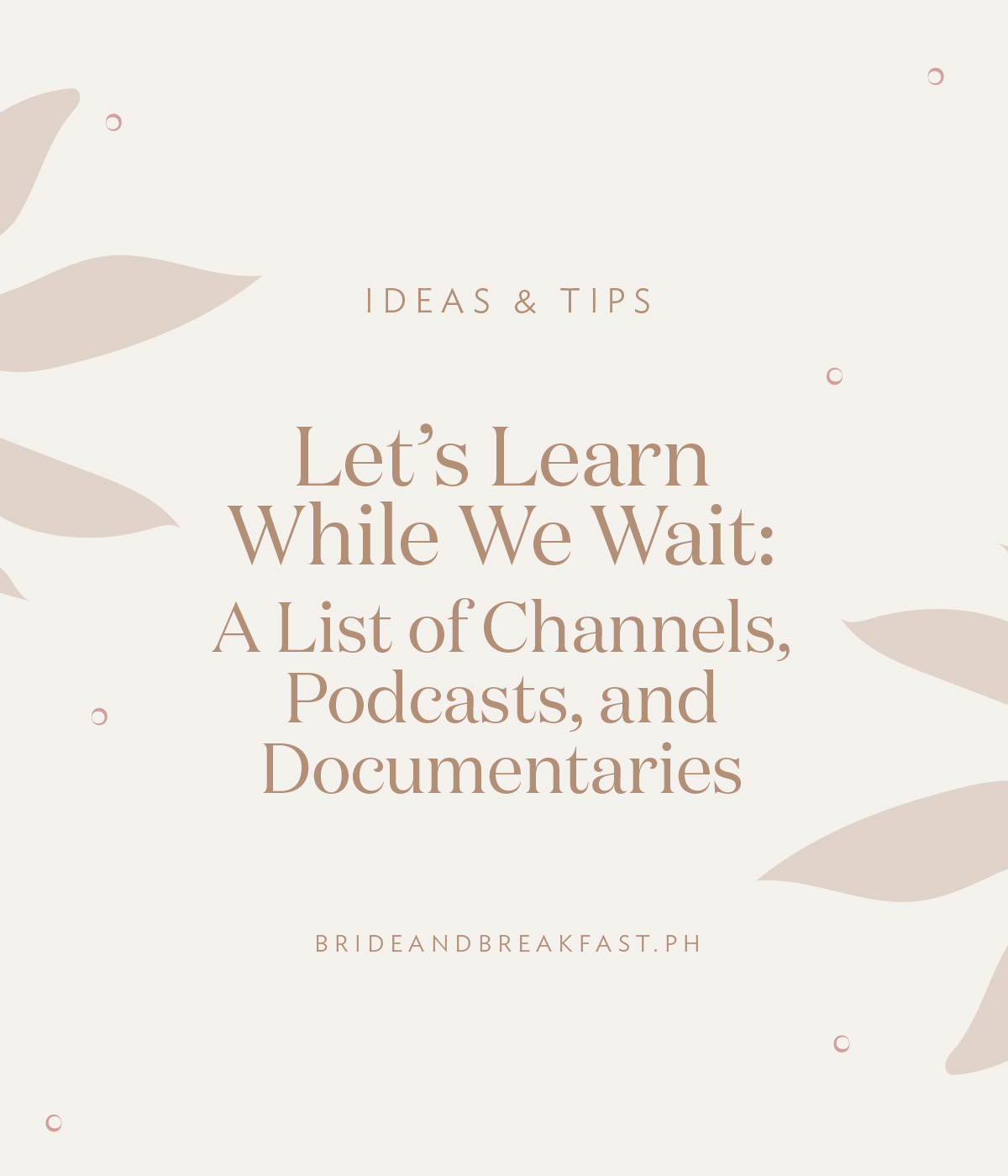 Let's Learn While We Wait: A List of Channels, Podcasts, and Documentaries
