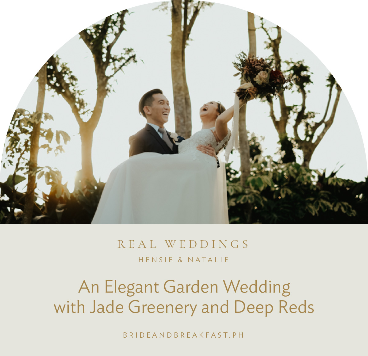 An Elegant Garden Wedding with Jade Greenery and Deep Reds