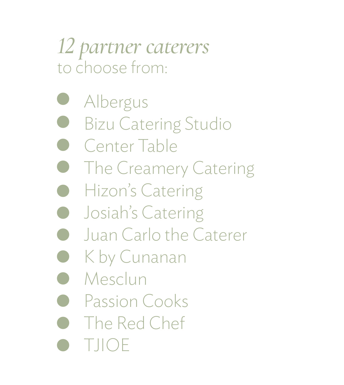12 partner caterers