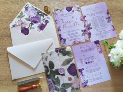 Purple Themed Invite with Matching Cover & Wax Seal