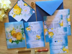 Royal Blue & Yellow Themed Wedding Invite