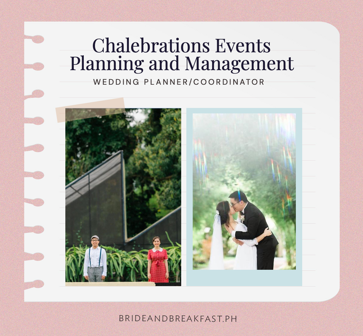 Chalebrations Events Planning and Management Wedding Planner/Coordinator