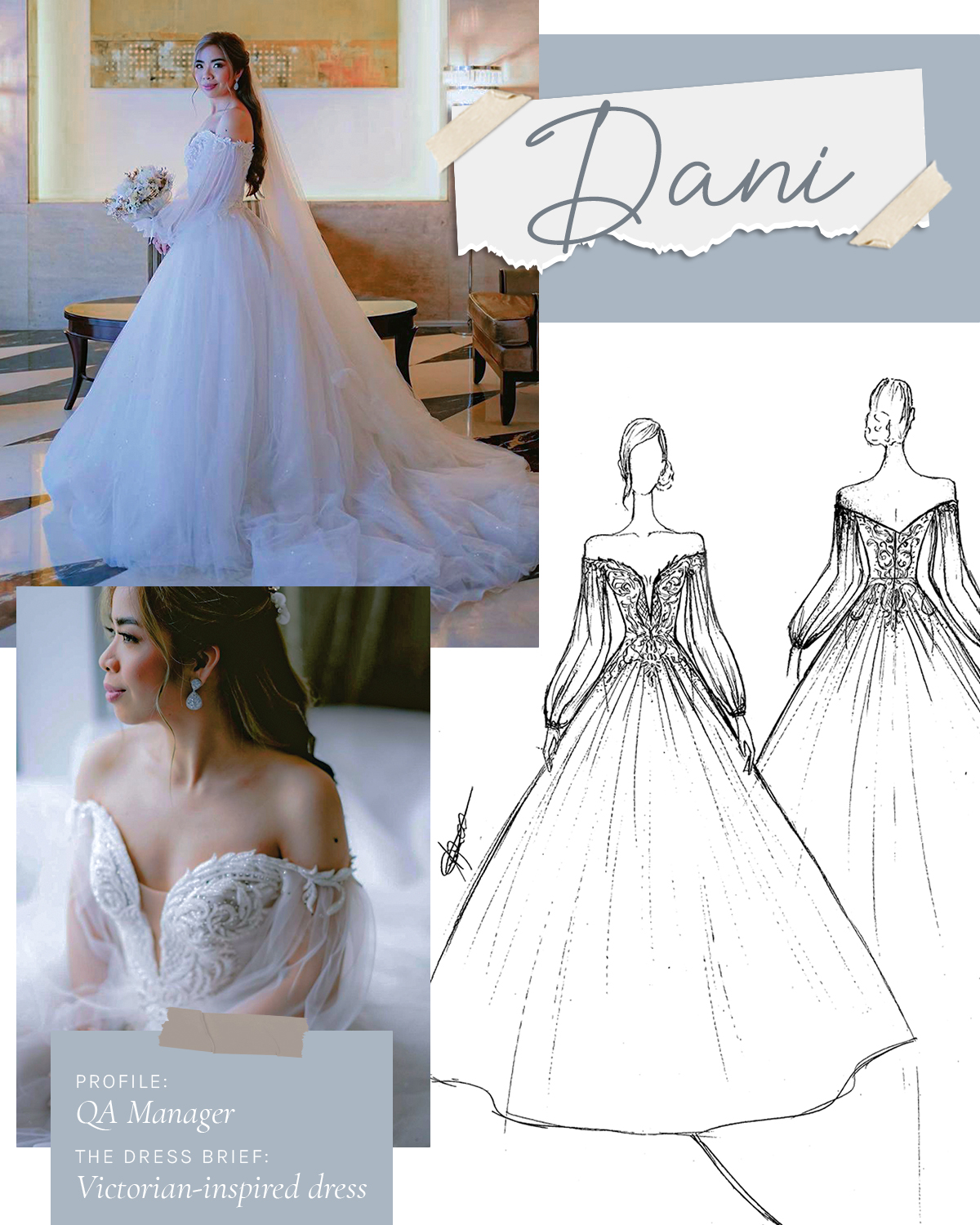 Bride: Dani Profile: QA Manager The Dress Brief: Victorian-inspired dress