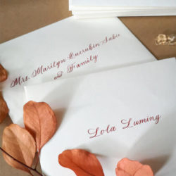 Envelope addressing with ink color to match your color palette.