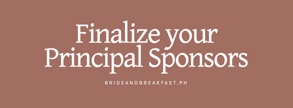 Finalize your Principal Sponsors