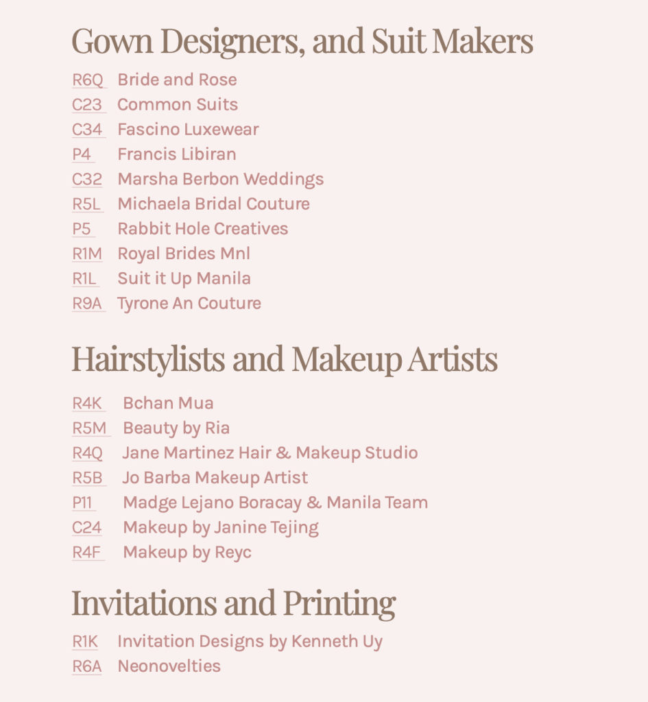 Gown Designers, and Suit Makers, Hairstylists, and Makeup Artists, Invitations and Printing