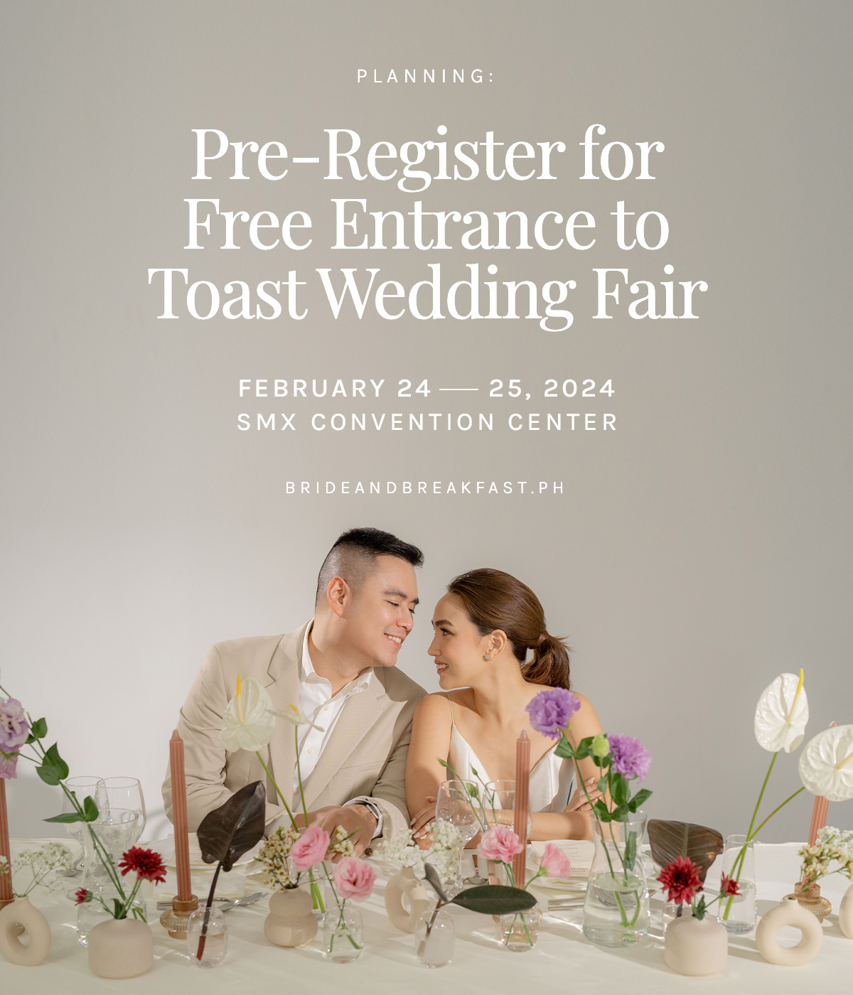 Pre-REgister for FREE Entrance to Toast Wedding Fair 