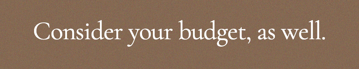 <strong>Consider your budget, as well.</strong>